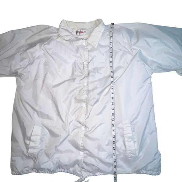 Vintage 90s White Windbreaker Women 1X Lined Grandmacore Y2K Jacket Snap Buttons - Picture 10 of 10